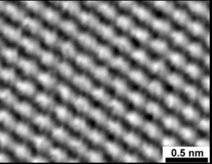 carbon atom - image by scanning tunneling microscope