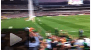 Mexican wave in stadium crowd